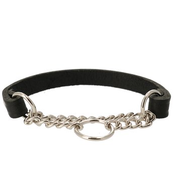 Alac Läderhalsband Halvstryp Kedja, Svart 