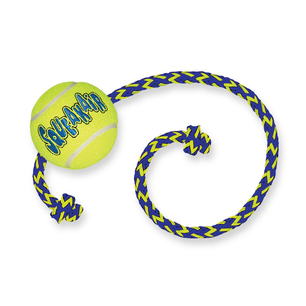 Kong SqueakAir Ball med Rep Gul M - 2