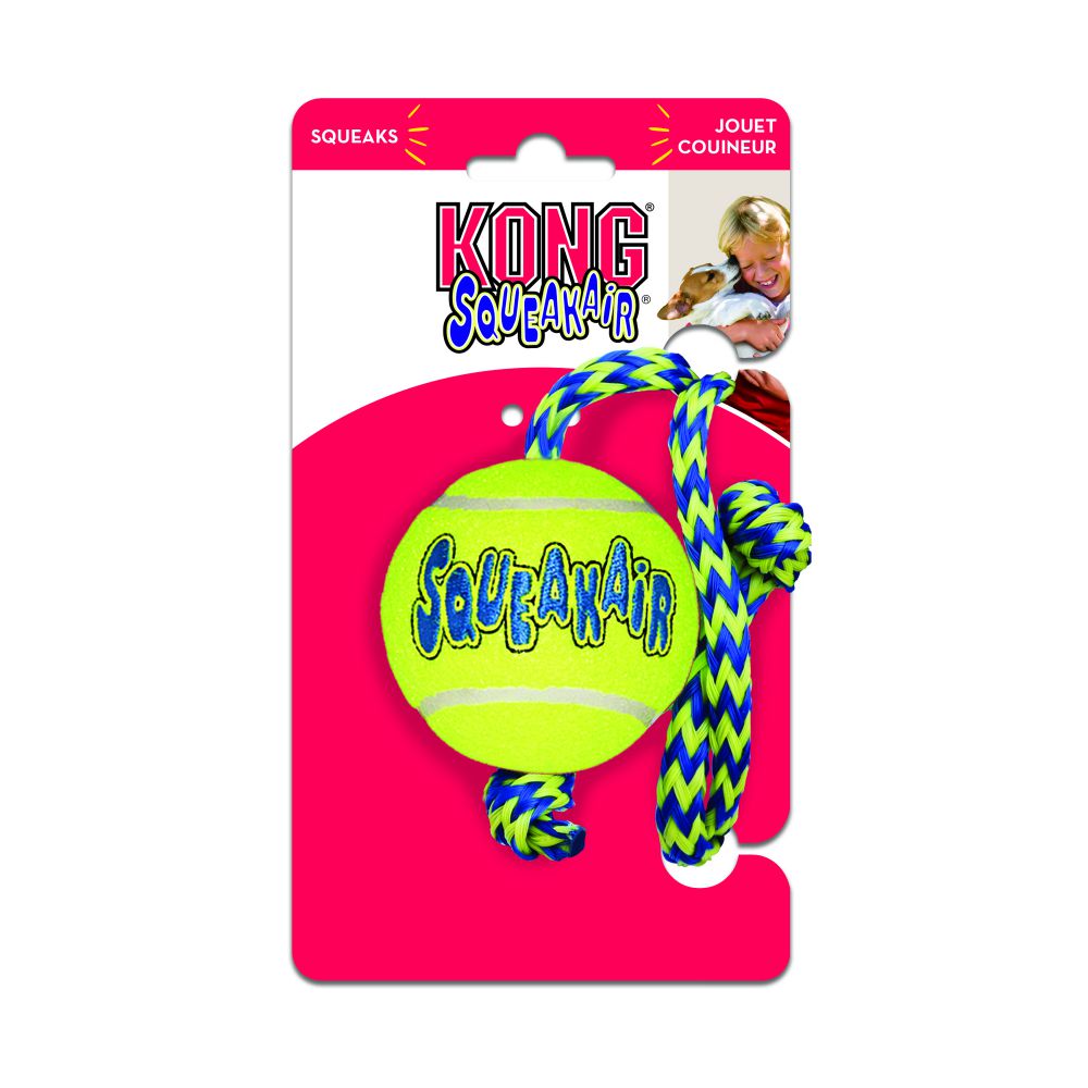 Kong SqueakAir Ball med Rep Gul M