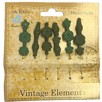 Metal Finish  Decorative Pins -Green