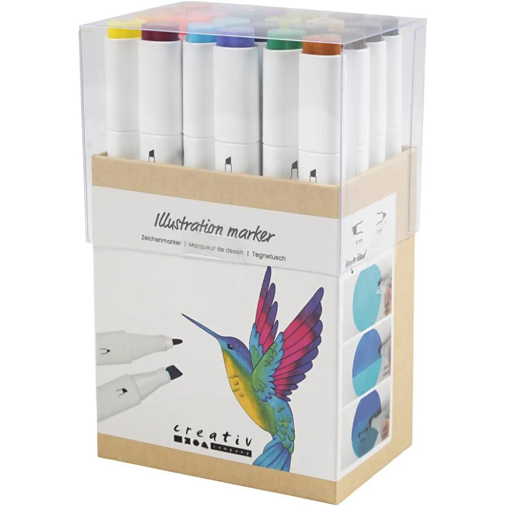 Illustration Marker - Set med 24 pennor