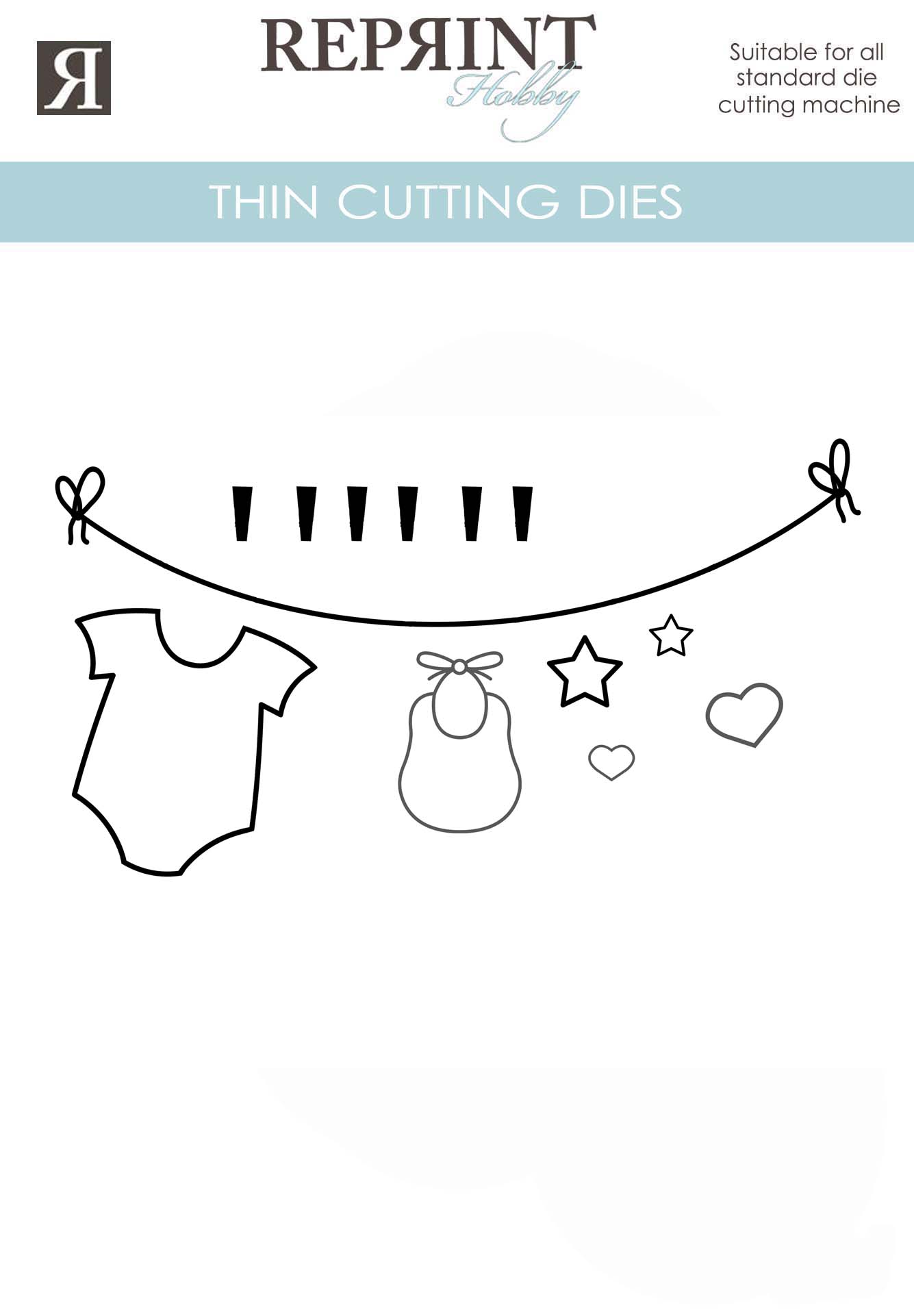 Dies - Reprint - Baby clothline -103x44  mm