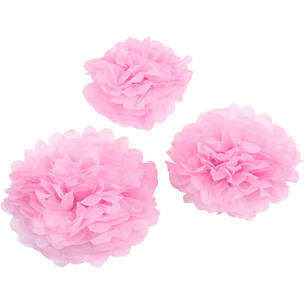 Papperspompomer Rosa   3st