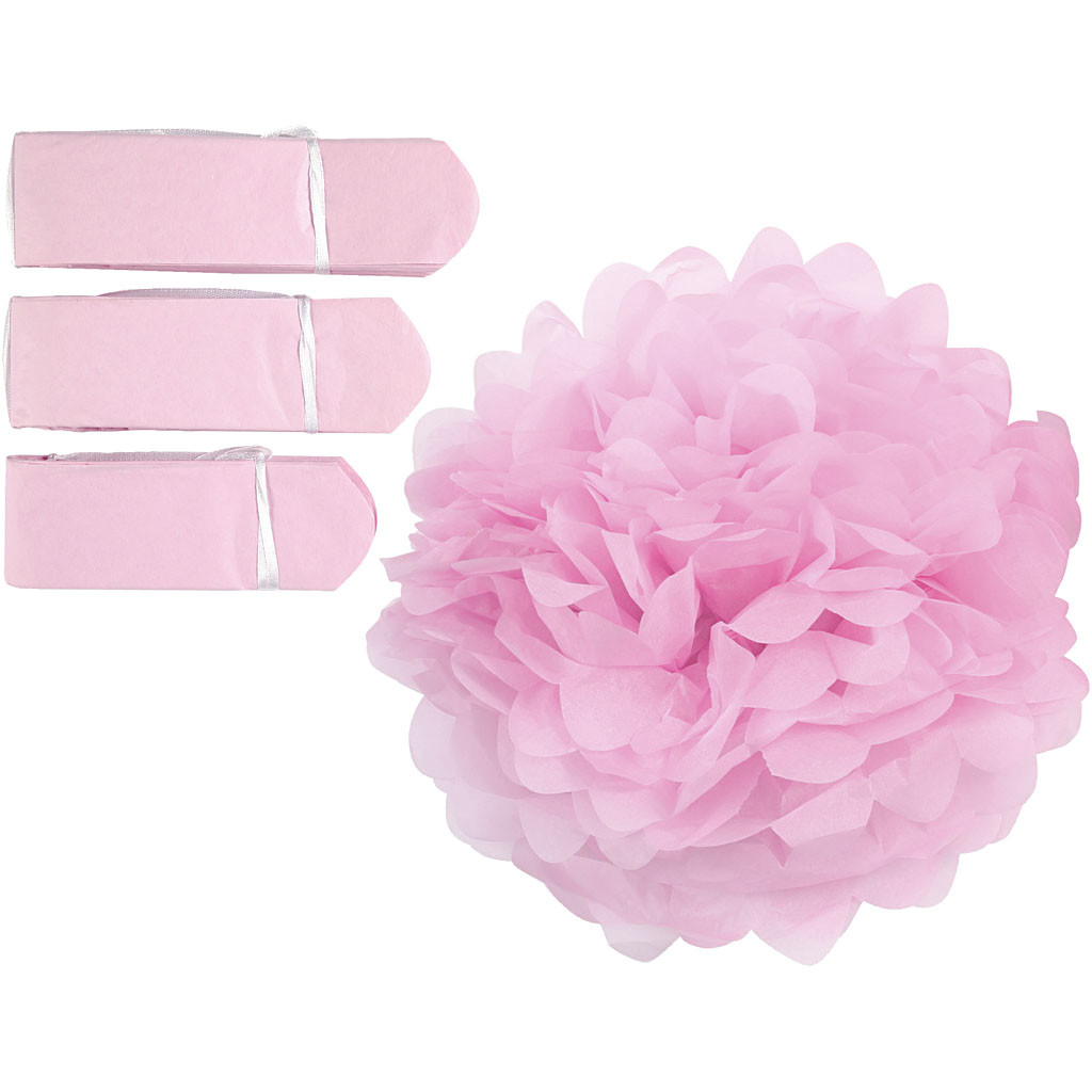 Papperspompomer Rosa   3st - 2