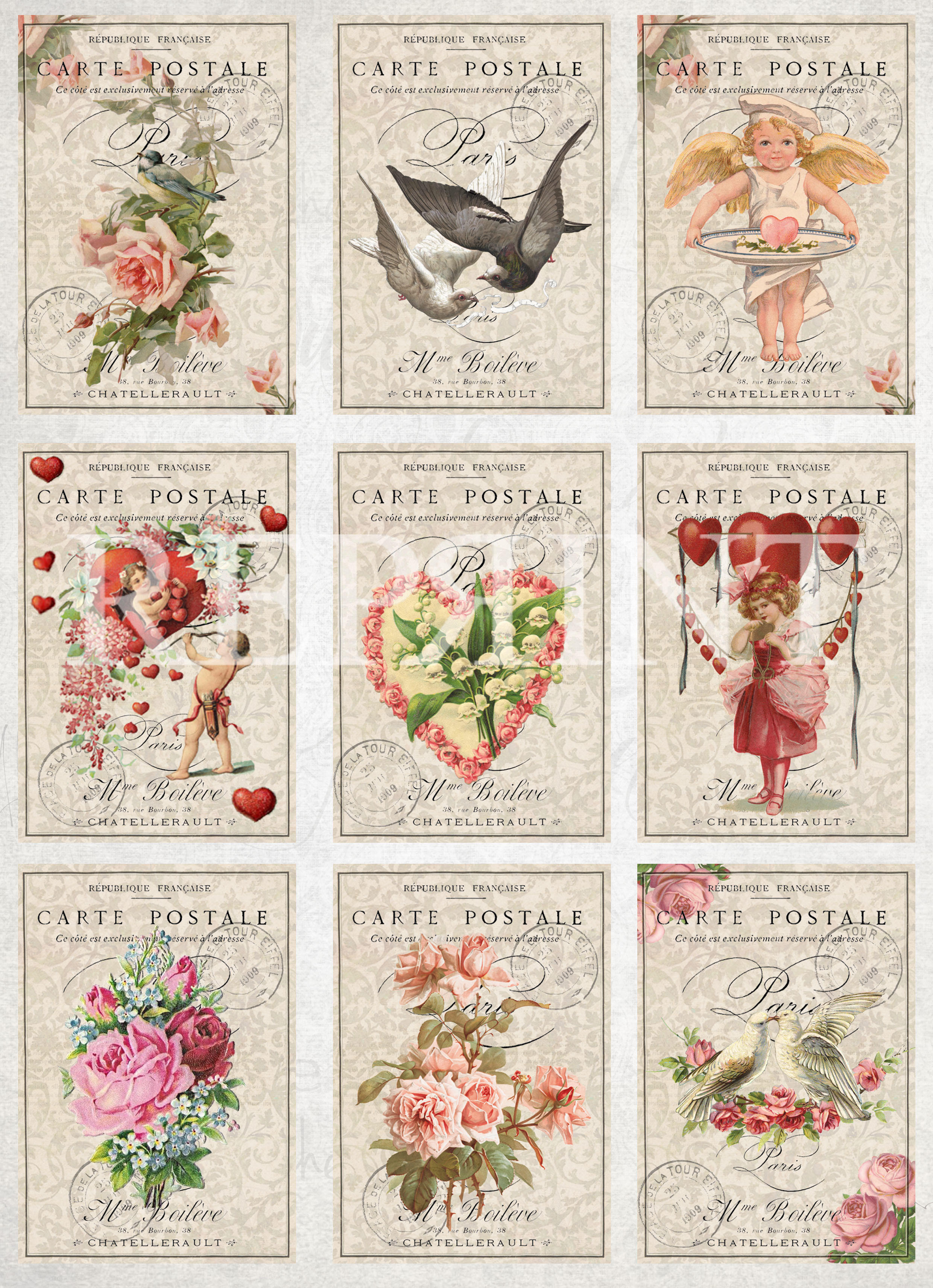 Love & Romance  Collection  Pack 10 sheets - 4