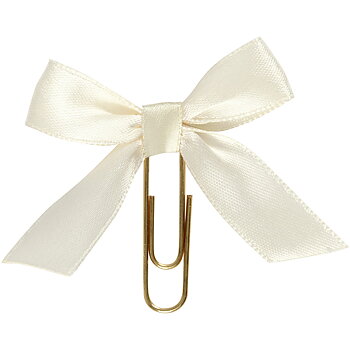 Gem i Guld med rosett i creme  sidenband  5st.