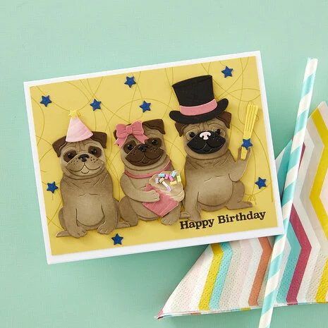 Party Puggles Etched Dies  - 2