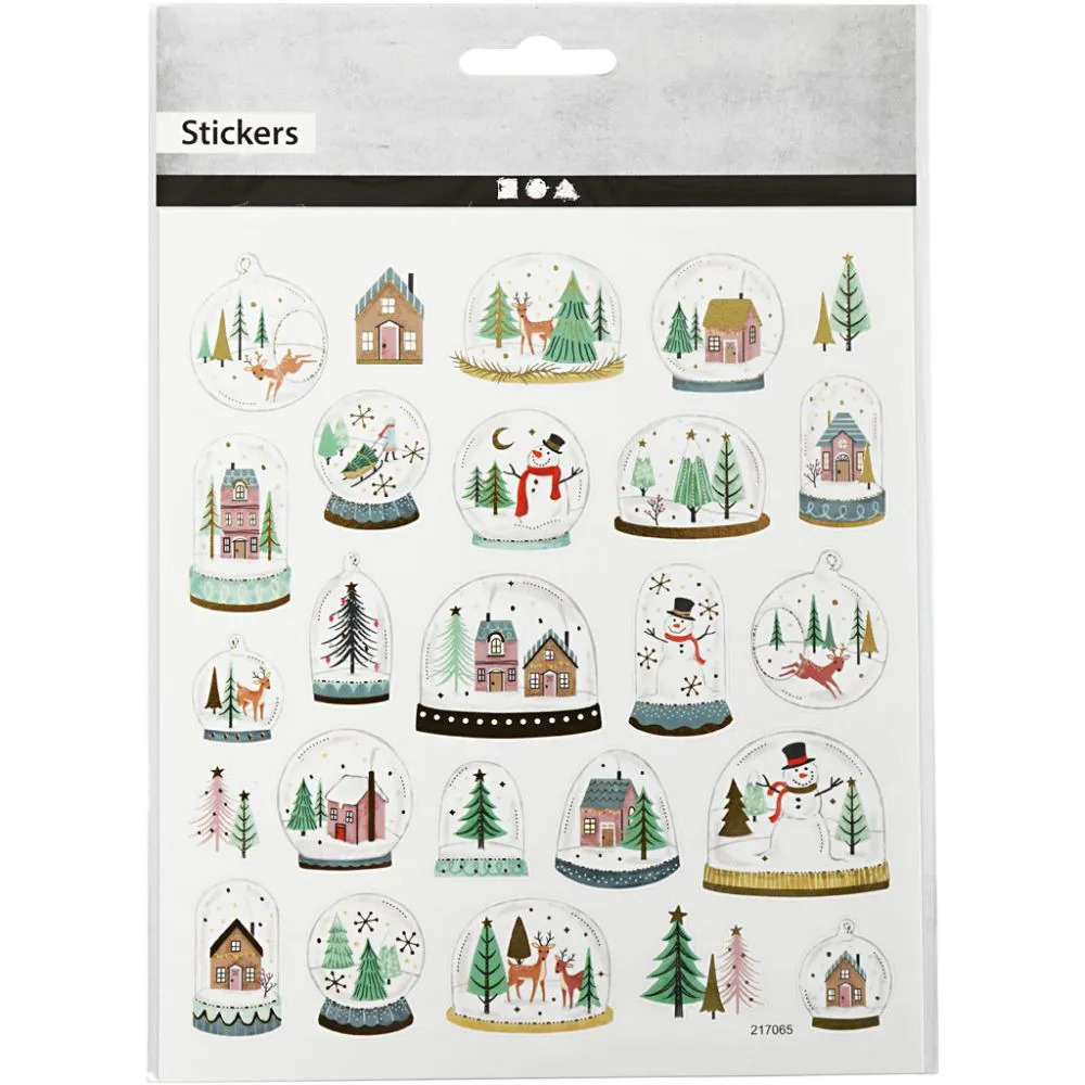 Stickers med guld -Snowglobe - 15x16,5 cm