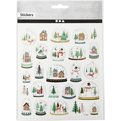 Stickers med guld -Snowglobe - 15x16,5 cm