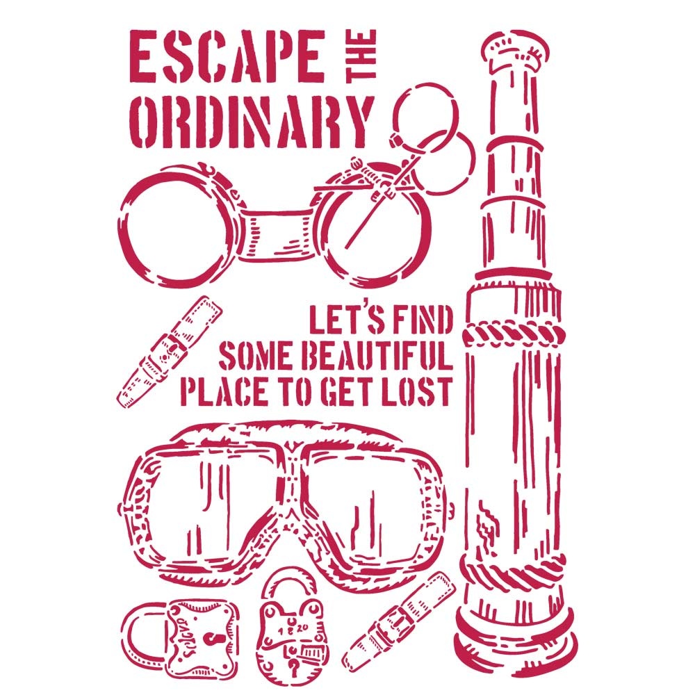 Stamperia Stencil A4 Lady Vagabond Escape the Ordinary  - 2