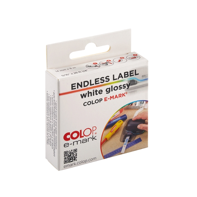 Colop E-Mark Etikett på rulle Vit Glossy 14 mm x 8 m PP
