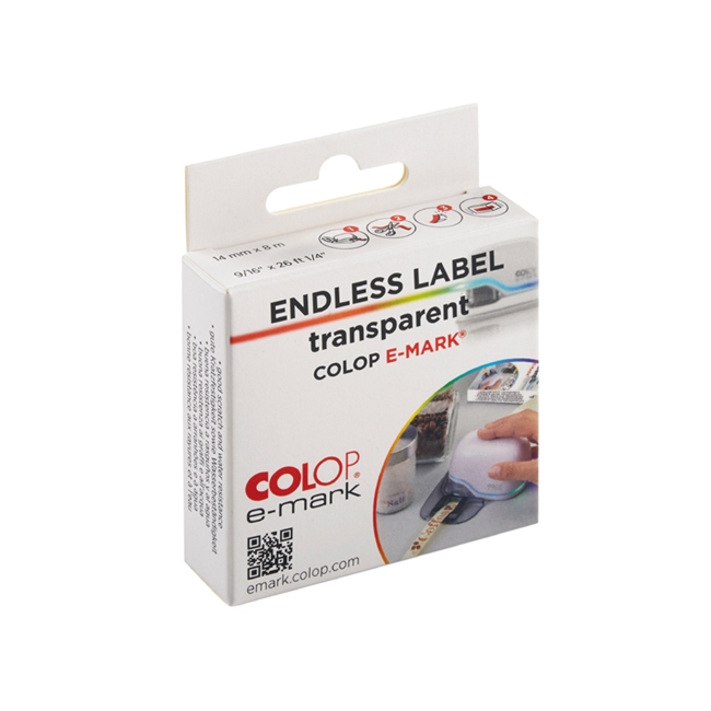 Colop E-Mark Etikett på rulle Transparent 14 mm x 8 m PET