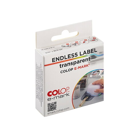Colop E-Mark Etikett på rulle Transparent 14 mm x 8 m PET