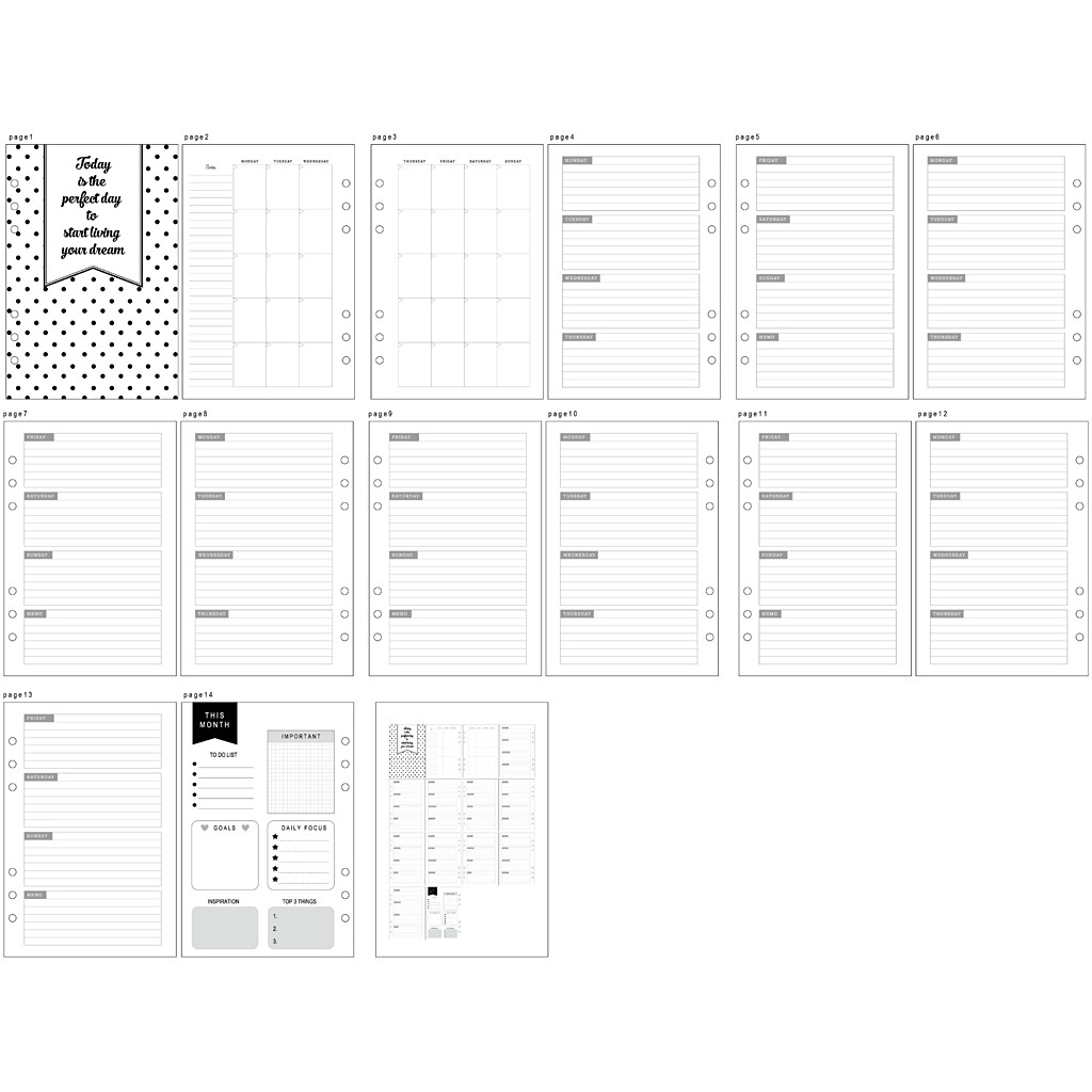 Evighetskalender - vit - 5 veckors plan  7 sidor - 2