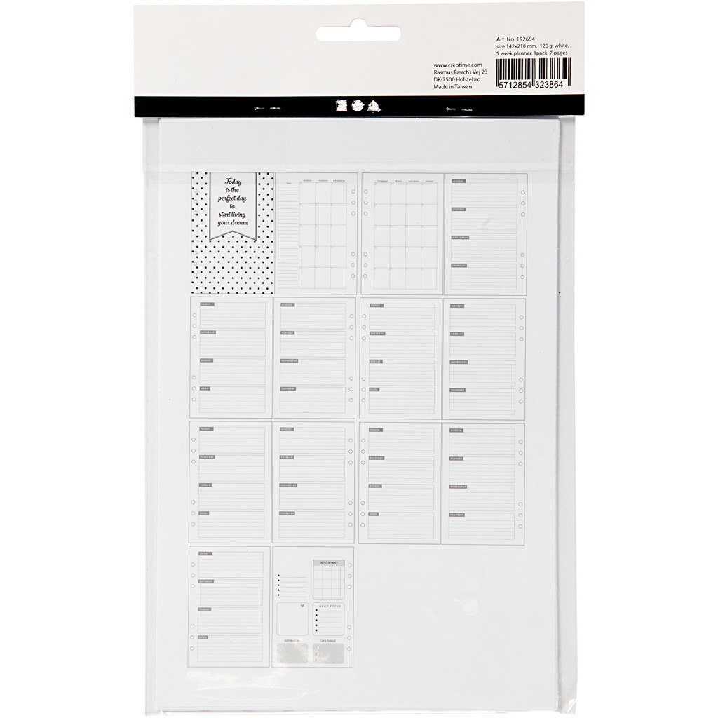 Evighetskalender - vit - 5 veckors plan  7 sidor - 4