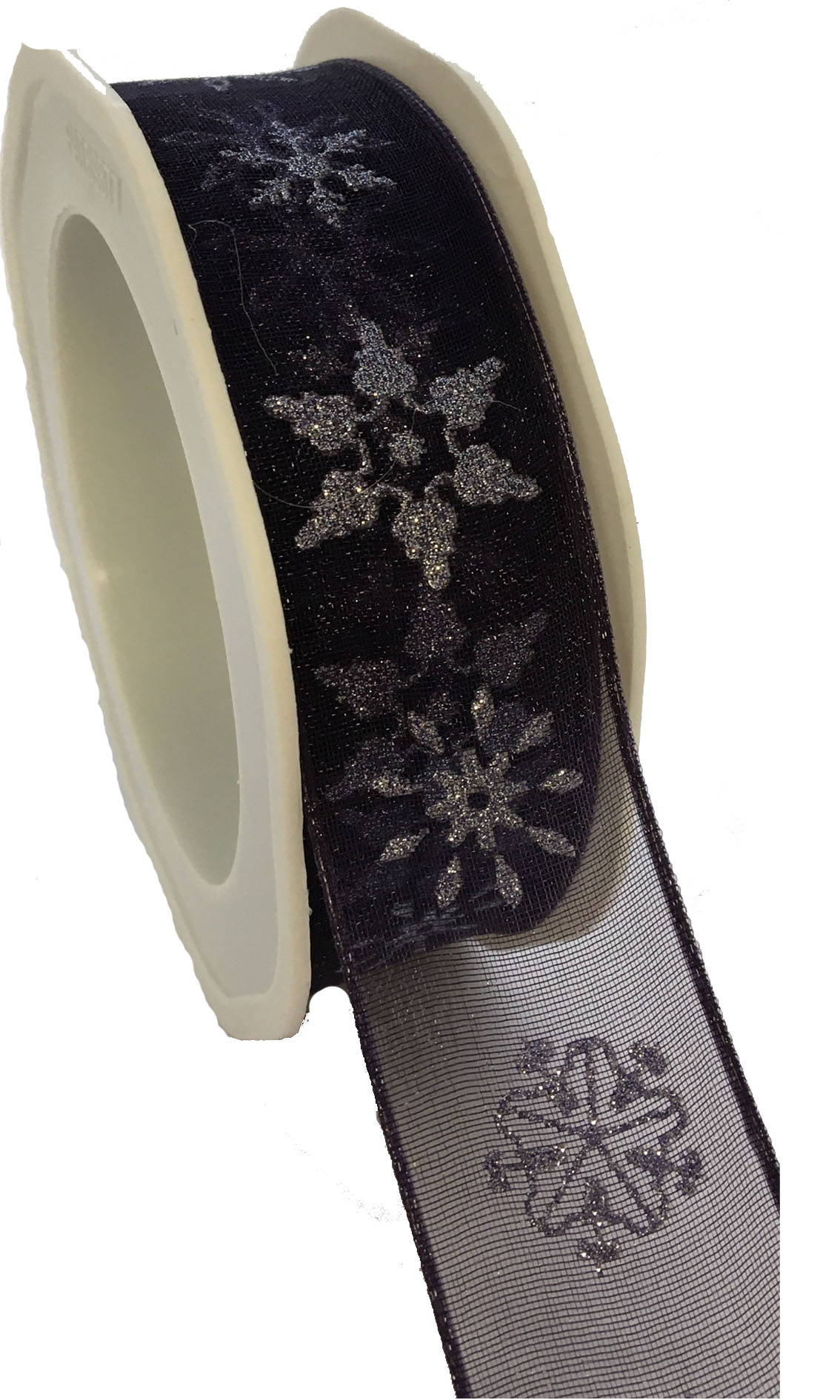 Organza ribbon whiht snowfalkes 1 mter