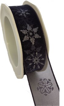Organza ribbon whiht snowfalkes 1 mter