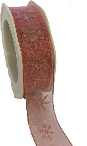 Organza band  snöstjärnor   1 meter