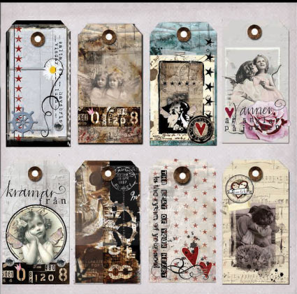 5 ark Tags - Reprint scrapbookingpapper - 12x12