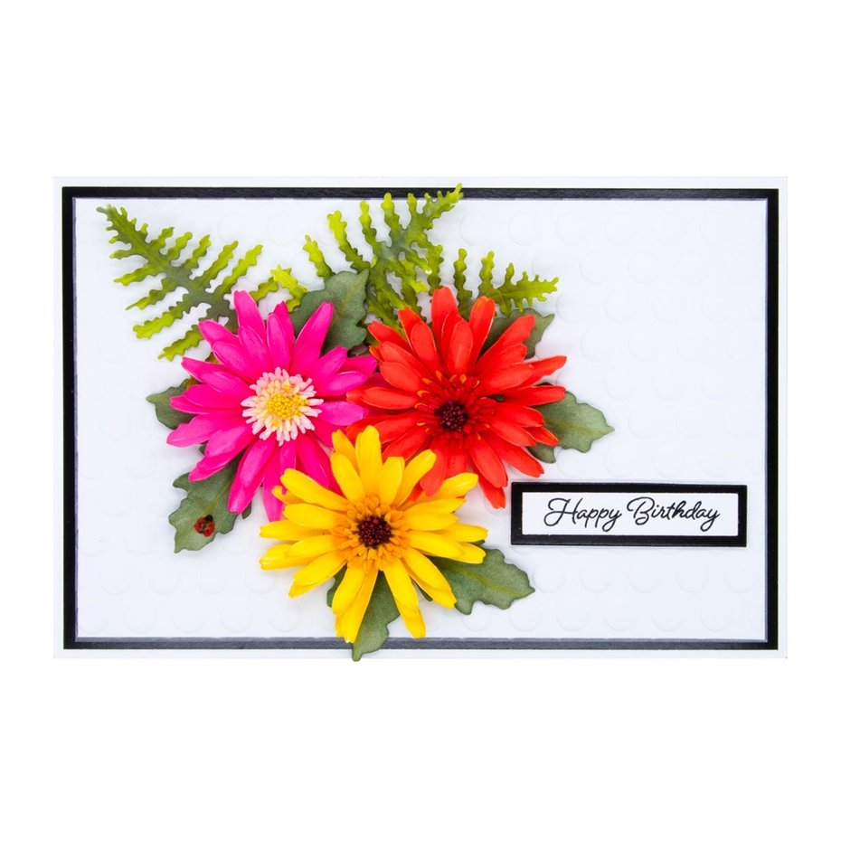 Gerber Daisy and Ladybugs Etched Dies - 2