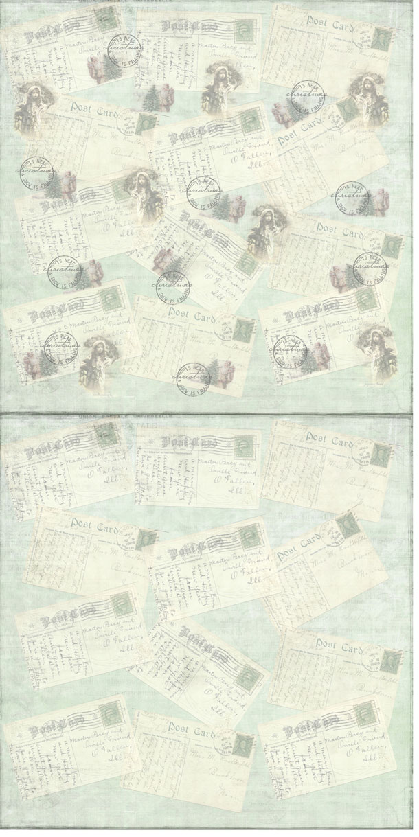 Reprint paper -  Vintage Postcard - 12x12 5 ark