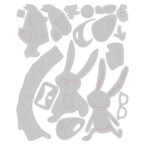 Thinlits Die by Tim Holtz Vault Bunny + Chick (17pcs) - 2