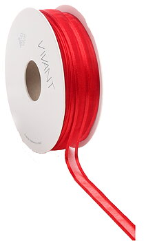 Band Organza Edge Prego 10mm - Röd
