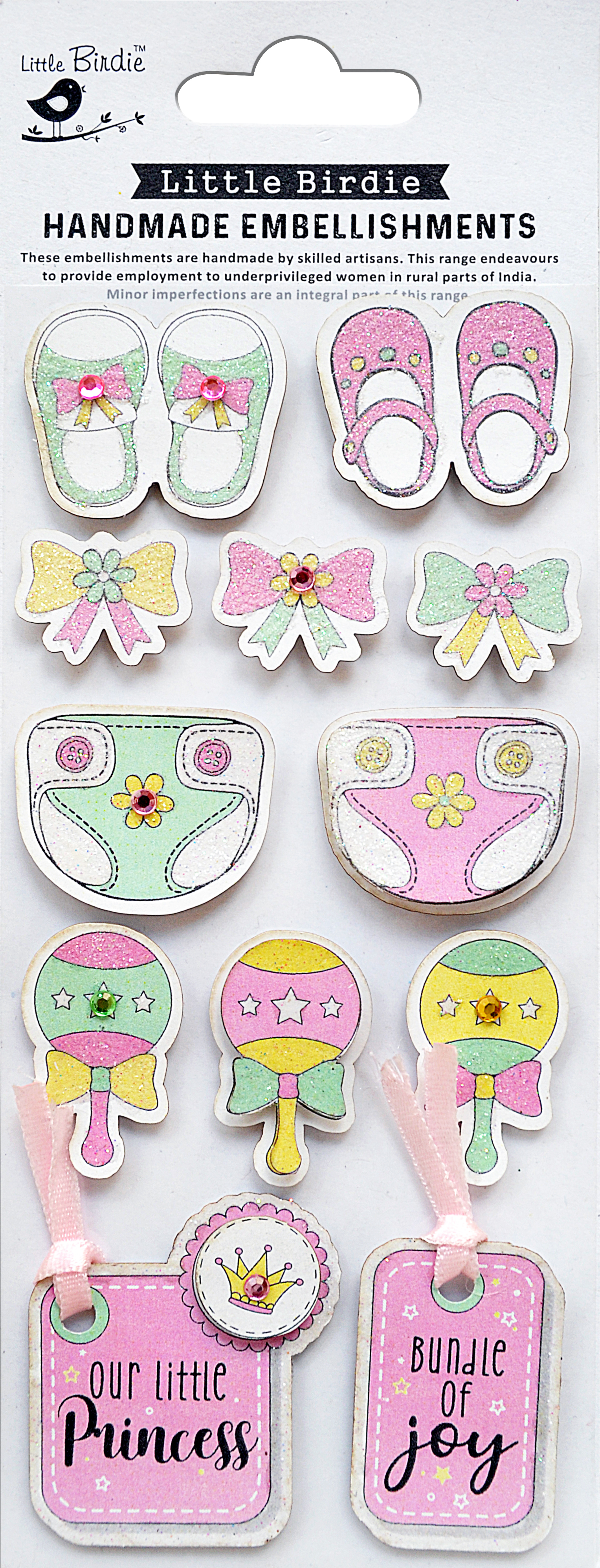 3D Stickers med Glitter - Bundle of Joy Pink