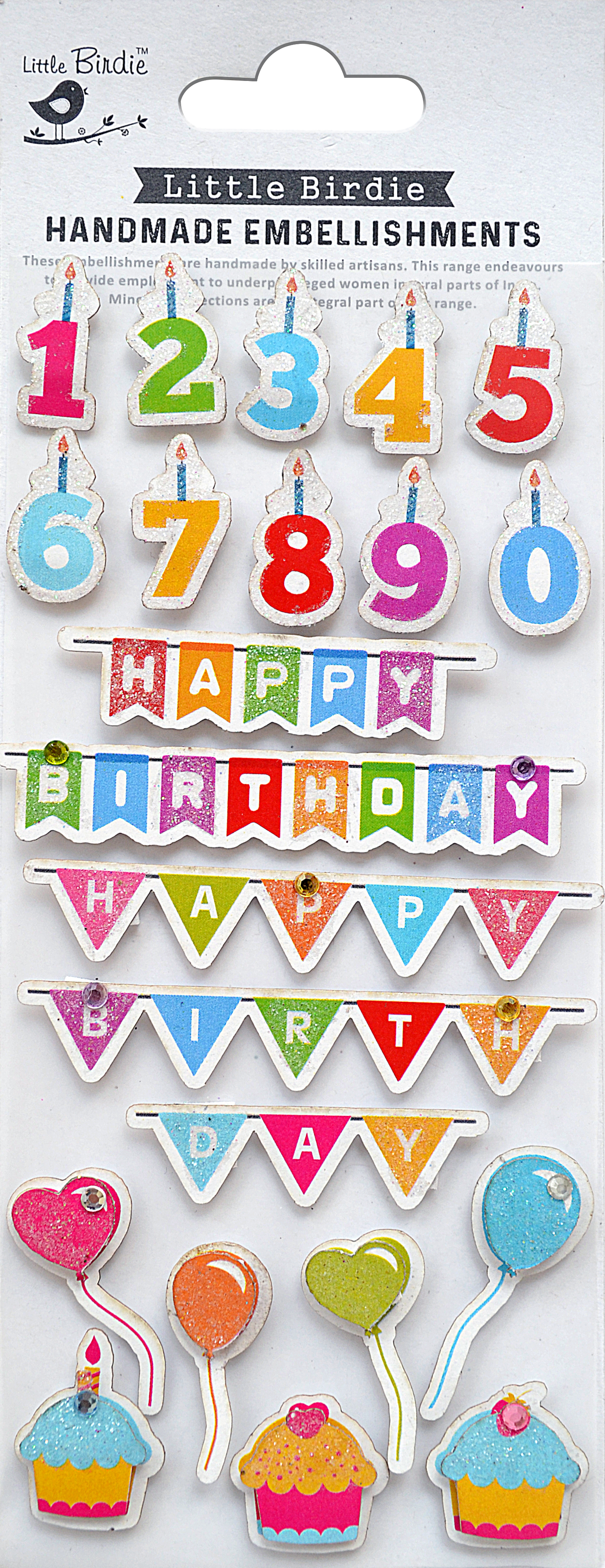 3D Stickers med Glitter - Birthday Bash
