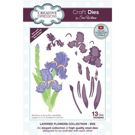 Sue Wilson Craft Die Layered Flowers Collection Iris