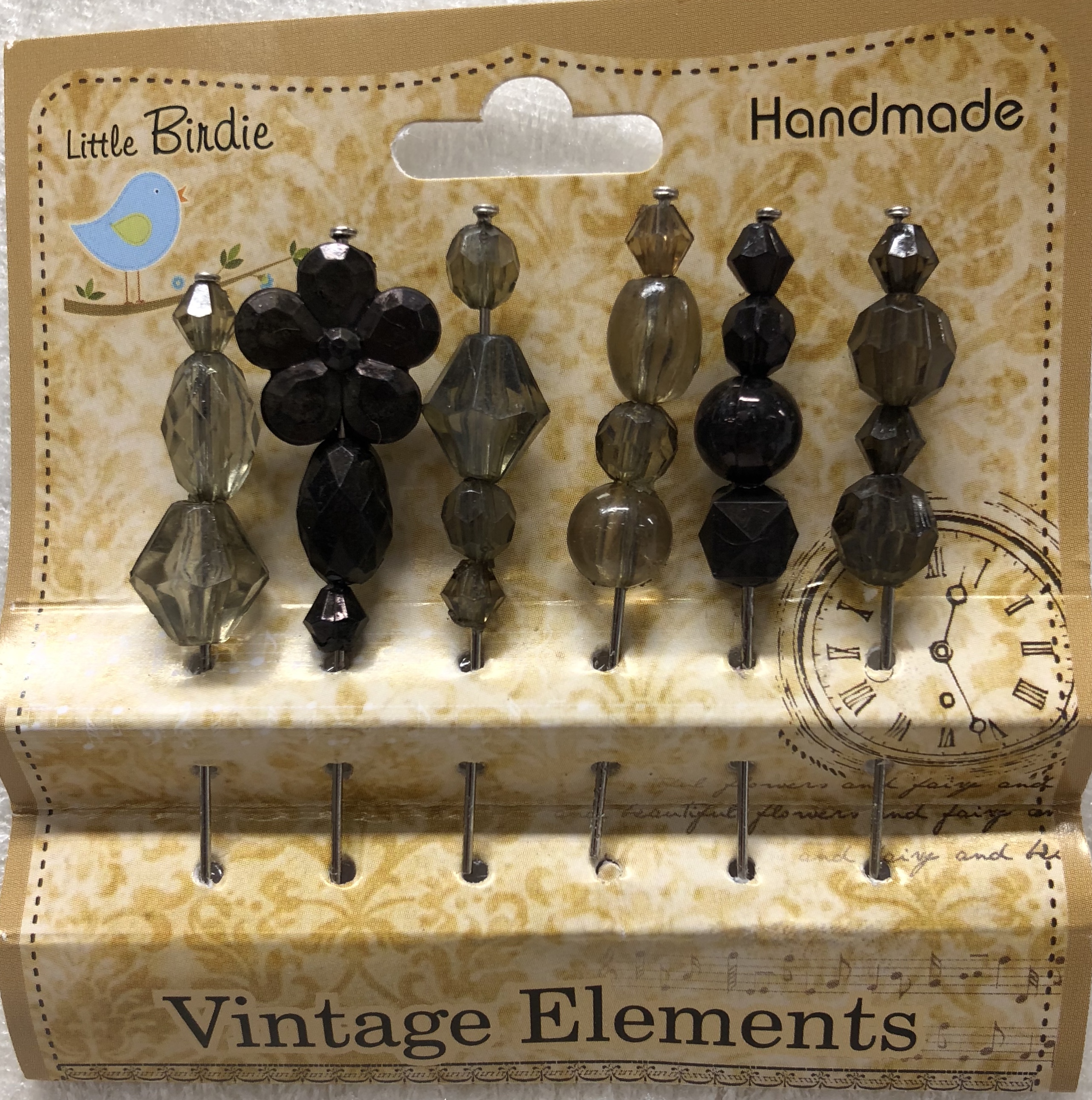 Clear Decorative Pins - Brown