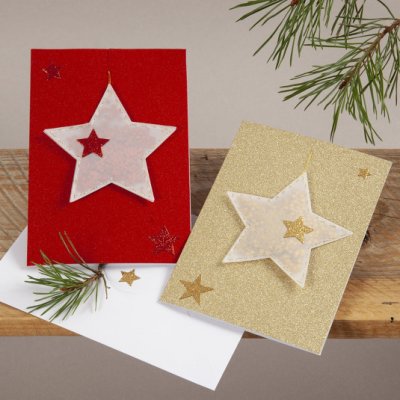 Glitterstickers - 10 x 24 cm - guld - Stjärnor - 2 ark - 2