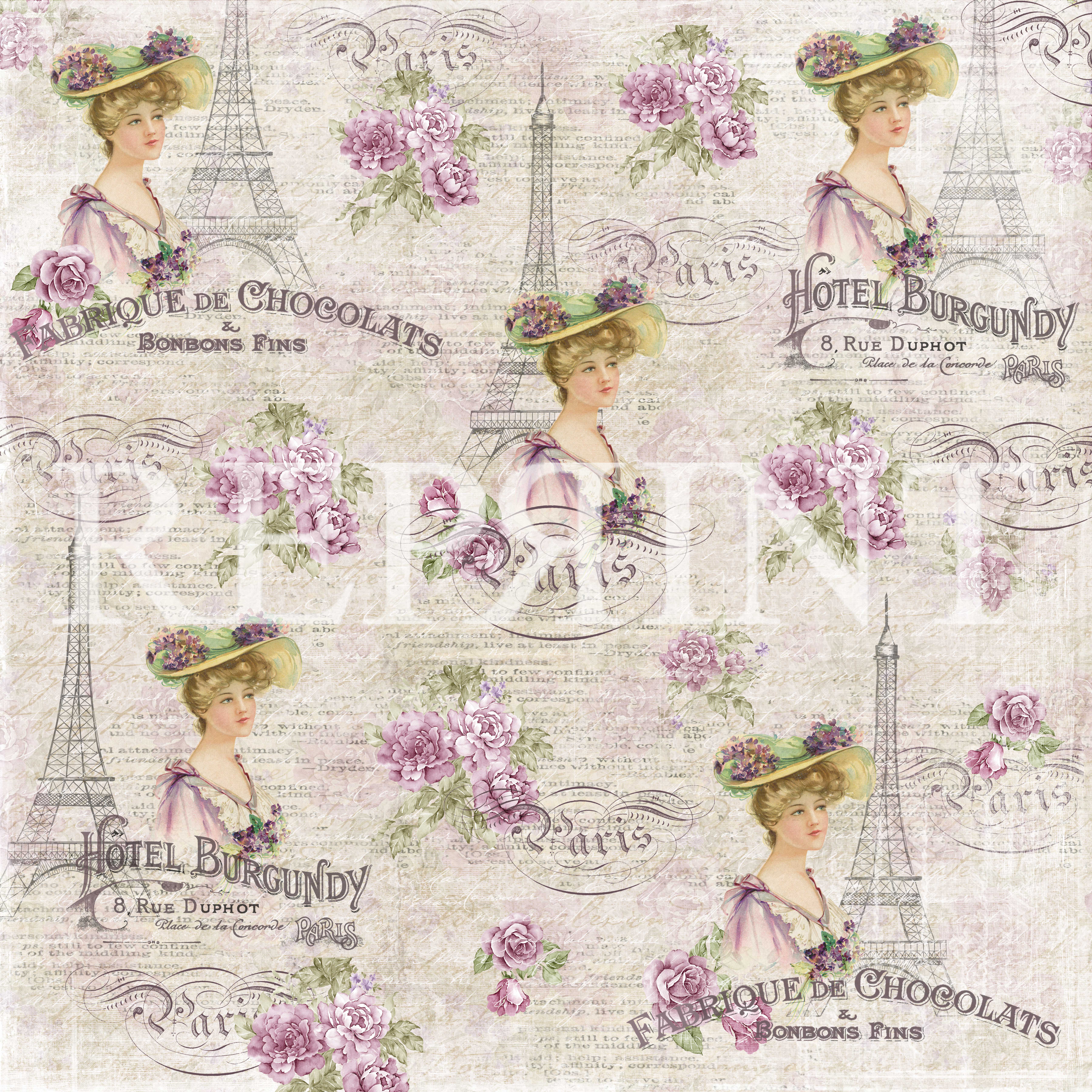 Papper Reprinthobby - Lilac Paris Collection French Lady