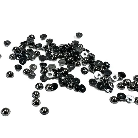 Half Pearl Polished Antique Silver 4mm - 2