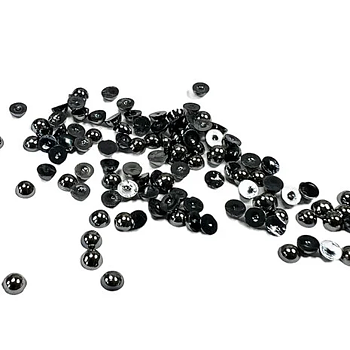 Half Pearl Polished Antique Silver 4mm