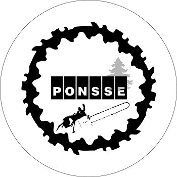 Ponsse spegel med motorsågsmotiv