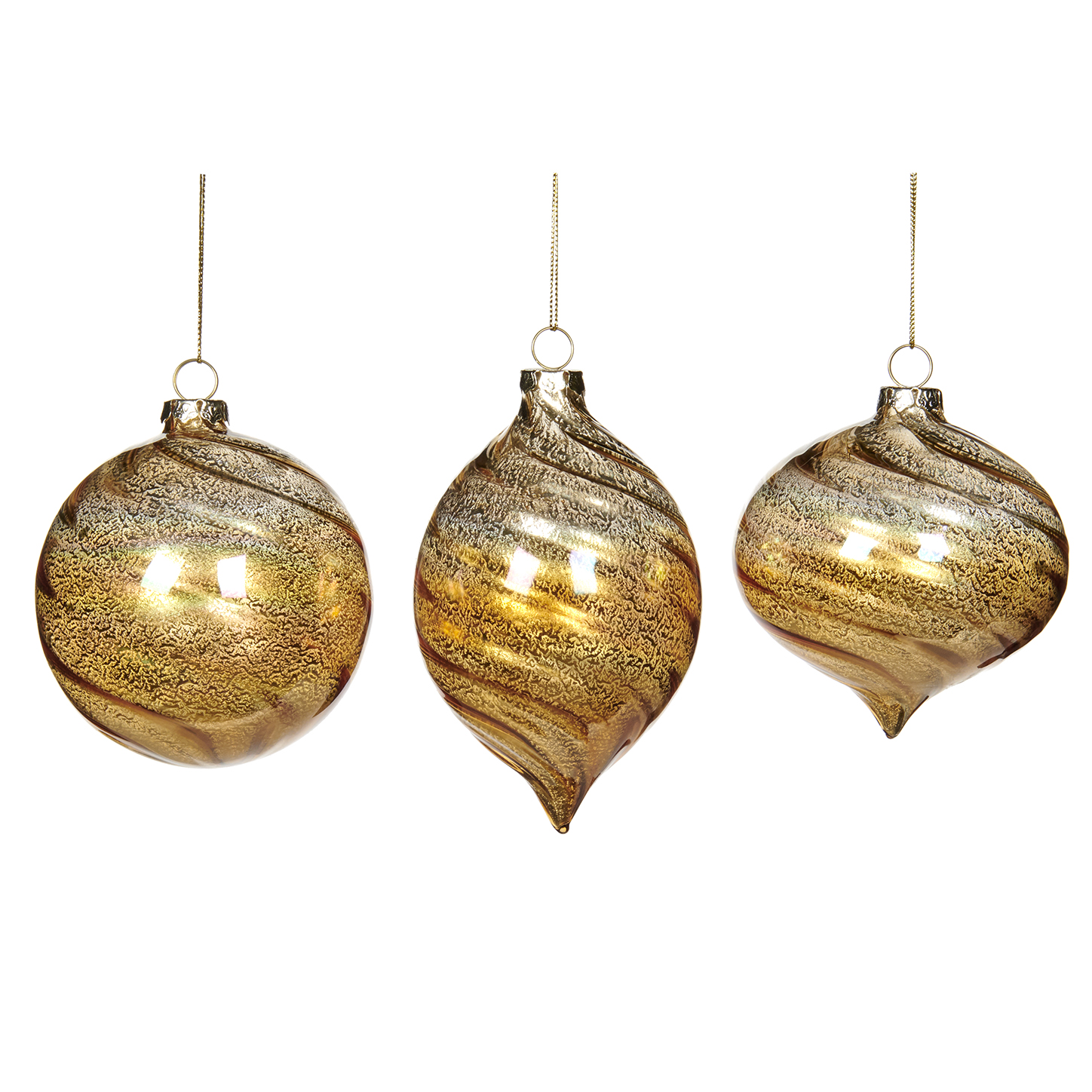 Julekugle, spiral, guld