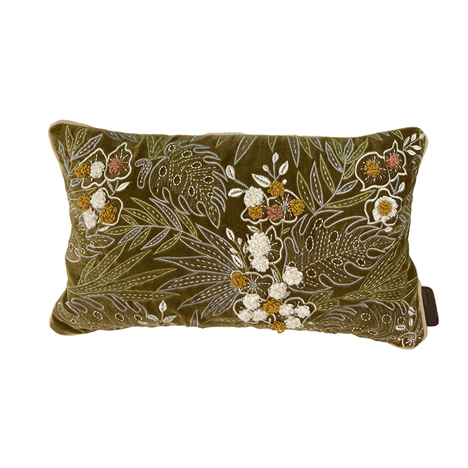 Quote, kudde 30x50, broderat, Green Yucca
