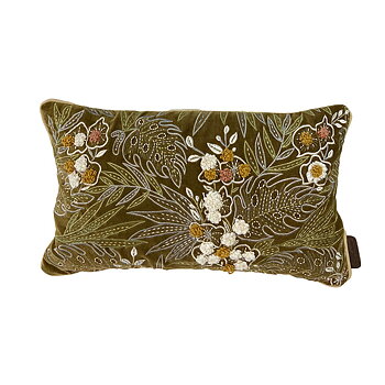 Quote, kudde 30x50, broderat, Green Yucca