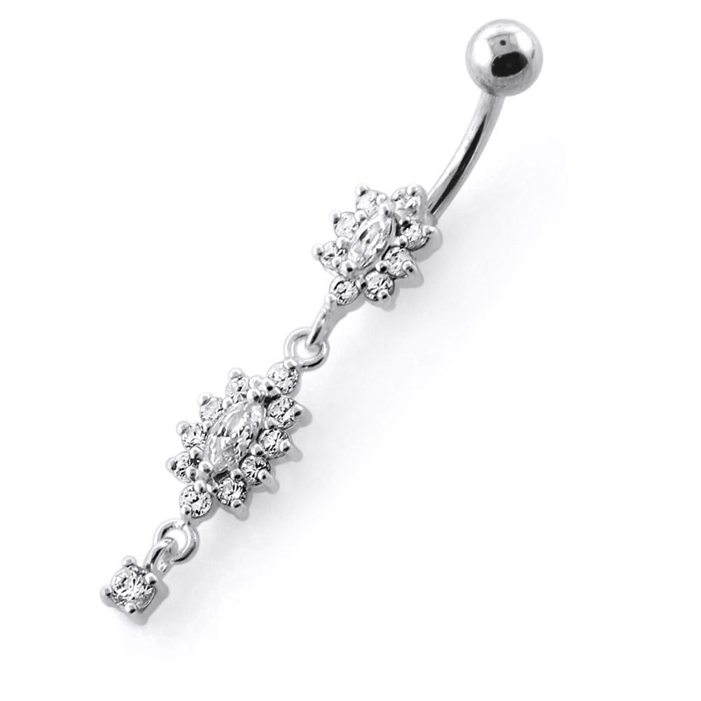 Navelpiercing med vackert kristallhänge