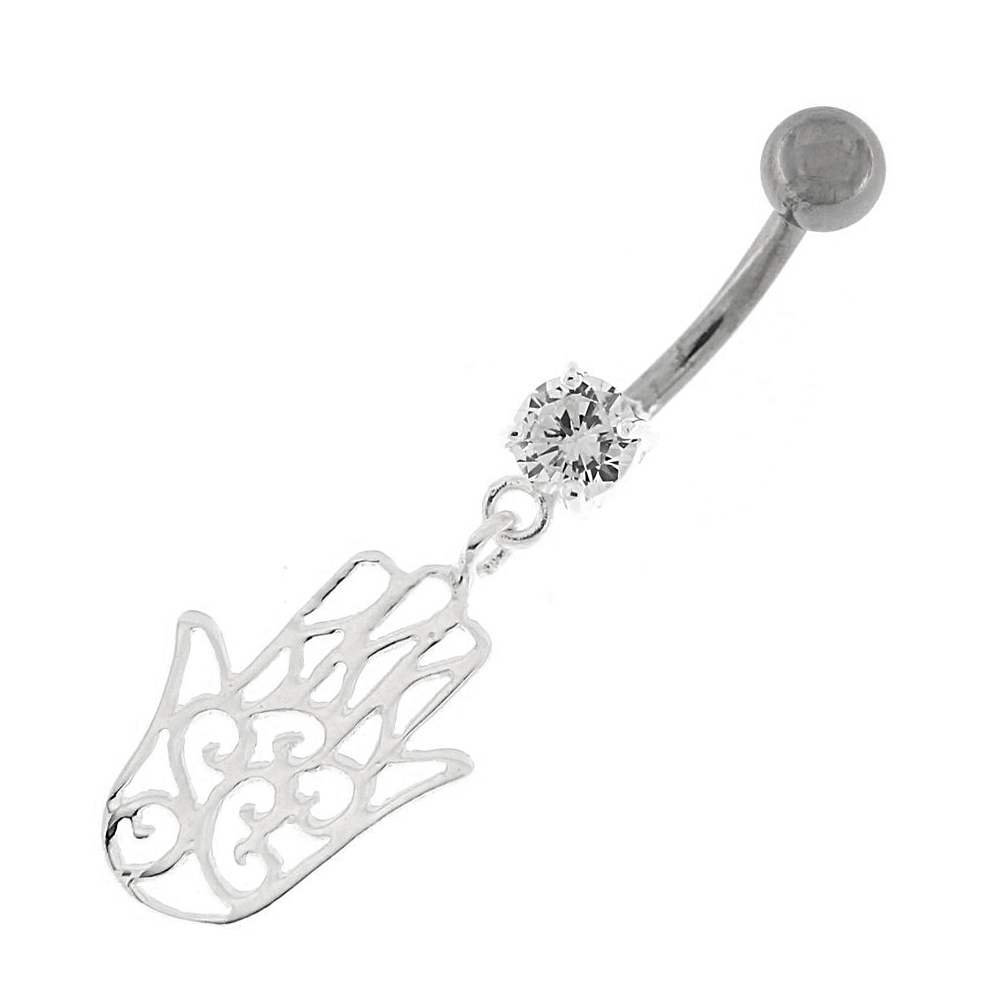 Navelpiercing med Fatimas hand