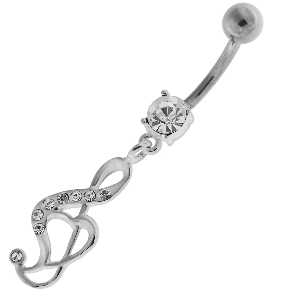 Navelpiercing - kirurgstål- äkta silver - G-klav