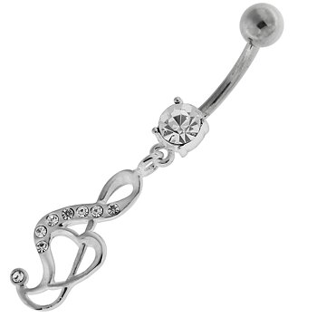 Navelpiercing - kirurgstål- äkta silver - G-klav