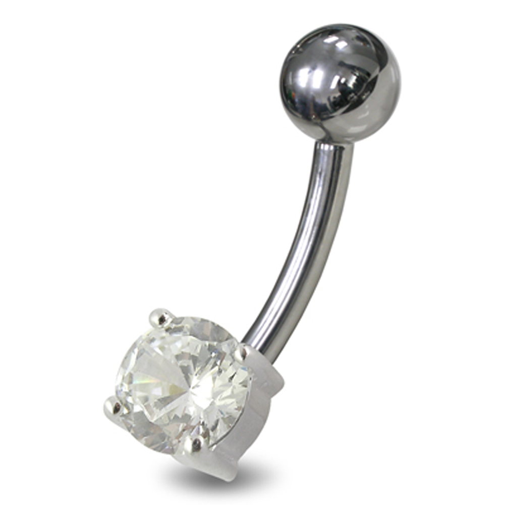 Navelpiercing med briljantslipad kristall