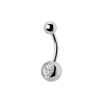 Navelpiercing - Stål - Vit kristall