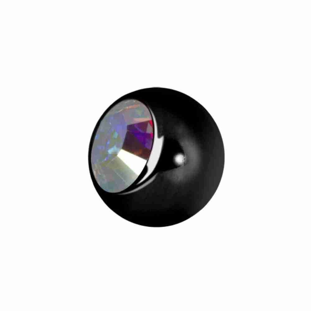Extrakristall - 1,6 mm - Svart - Regnbågskimrande kristall