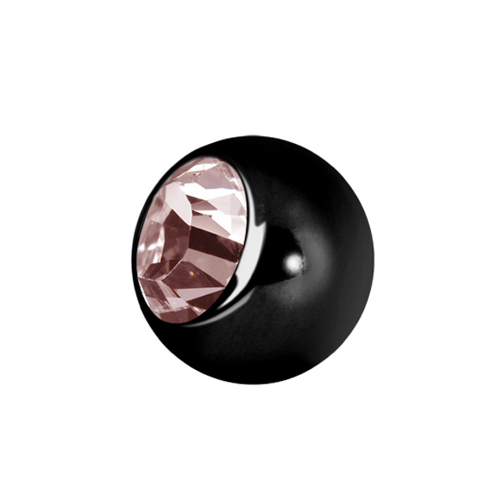 Jewelled balls - 1,6 mm - Svart - Rosa kristall
