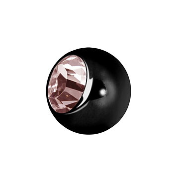 Jewelled balls - 1,6 mm - Svart - Rosa kristall