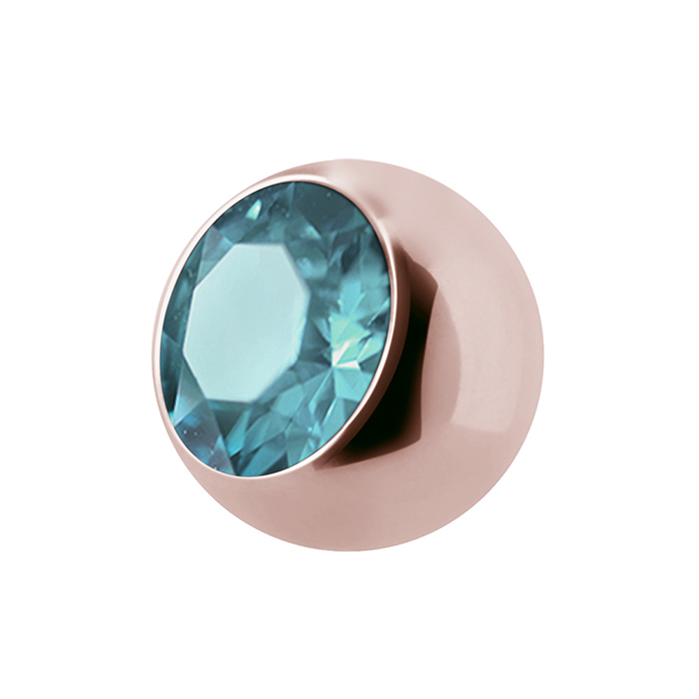 Jewelled balls - 1,6 mm - Roséguld - Ljusblå kristall