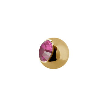 Liten extrakristall - 1,2 mm Guld - Rosa kristall